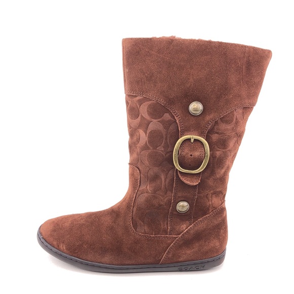 Coach Meyer Brown Leather Winter Boots 8.5B - Picture 1 of 13